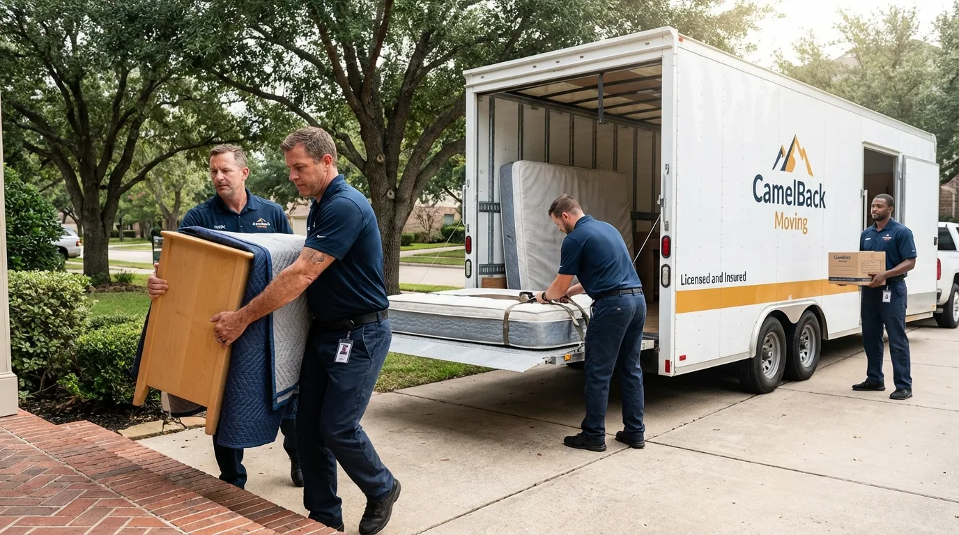 Crew loading residential truck for cross-state move from Newark, OH